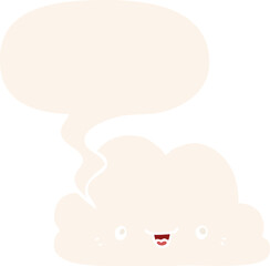 cute cartoon cloud and speech bubble in retro style
