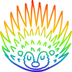 rainbow gradient line drawing cartoon spiky hedgehog