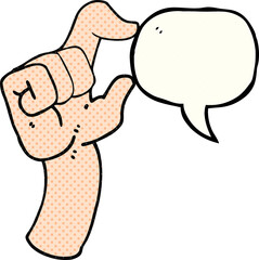 comic book speech bubble cartoon hand making smallness gesture