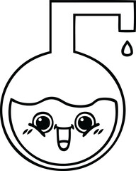 line drawing cartoon science experiment