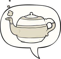 cartoon tea pot and speech bubble