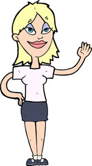 cartoon woman waving