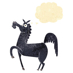 funny cartoon horse with thought bubble © lineartestpilot