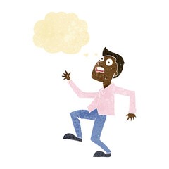 cartoon man panicking with thought bubble