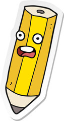 sticker of a happy cartoon pencil