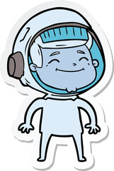 sticker of a happy cartoon astronaut