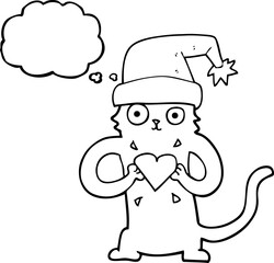 thought bubble cartoon cat loving christmas