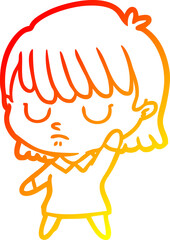 warm gradient line drawing cartoon woman