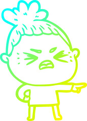 Obraz premium cold gradient line drawing cartoon angry woman