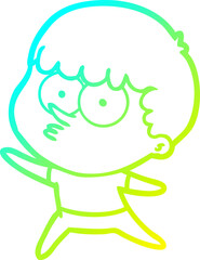 cold gradient line drawing cartoon dancing boy