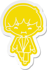 cartoon sticker kawaii cute boy in suit