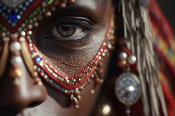 Tribal Kenya Heritage. Portrait of Native African person from a tribe. Cultural concept. AI Generative