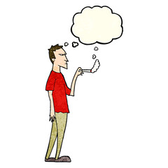 cartoon annoyed smoker with thought bubble