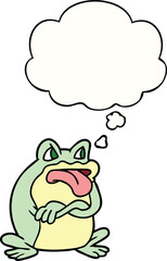 grumpy cartoon frog and thought bubble