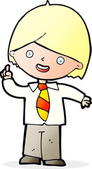 cartoon school boy answering question