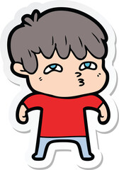 sticker of a cartoon curious man