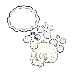 thought bubble textured cartoon old skull