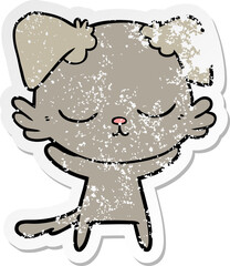distressed sticker of a cute cartoon dog
