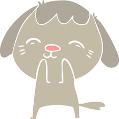 happy flat color style cartoon dog