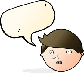 cartoon happy face with speech bubble