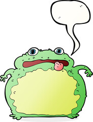 cartoon funny frog with speech bubble