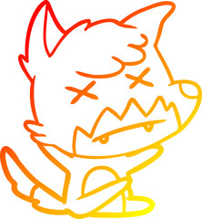 warm gradient line drawing cartoon cross eyed fox