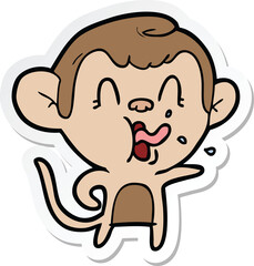 sticker of a crazy cartoon monkey