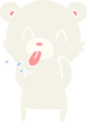 rude flat color style cartoon polar bear sticking out tongue