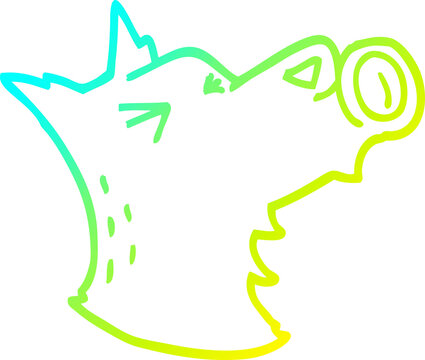recommend clip art: cold gradient line drawing cartoon howling wolf