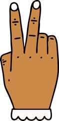 hand raising two fingers gesture illustration