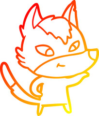 warm gradient line drawing friendly cartoon wolf