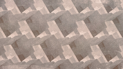 Abstract tessellation pattern in neutral tones with grainy vintage print texture effect