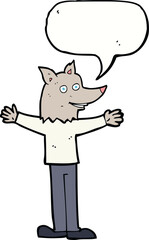 cartoon werewolf with speech bubble