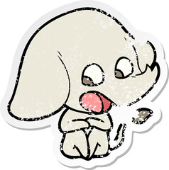 distressed sticker of a cute cartoon elephant