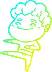 cold gradient line drawing cartoon friendly man
