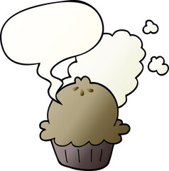 cute cartoon pie and speech bubble in smooth gradient style