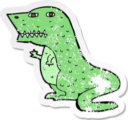 retro distressed sticker of a cartoon dinosaur