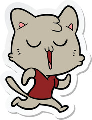 sticker of a cartoon cat singing