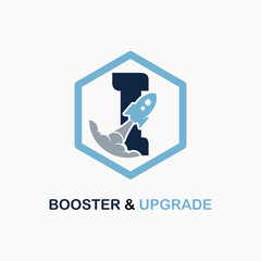 Letter I with Rocket Icon for Booster, Upgrade, Velocity, Speed for Finance, Education Business Consultant