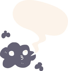 cute cartoon cloud and speech bubble in retro style