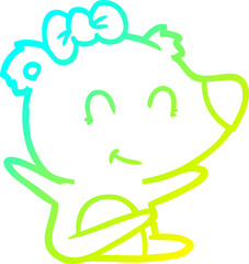 cold gradient line drawing female polar bear cartoon