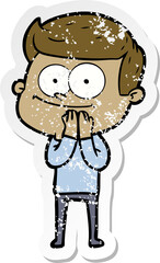 Fototapeta premium distressed sticker of a cartoon happy man