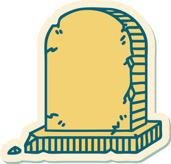 tattoo style sticker of a grave stone