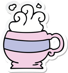 sticker of a quirky hand drawn cartoon hot drink