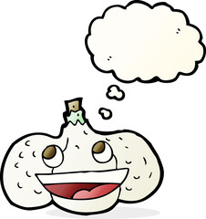 cartoon garlic with thought bubble