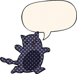 cartoon cat and speech bubble in comic book style