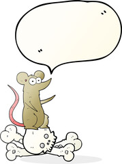 speech bubble cartoon rat on bones