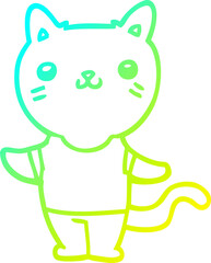 cold gradient line drawing cartoon cat