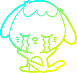 cold gradient line drawing cartoon dog crying