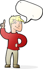 cartoon man with great idea with speech bubble